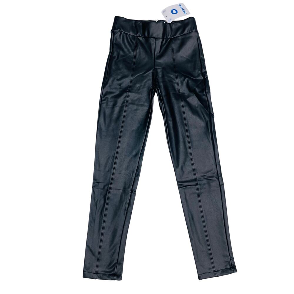 NWT Mayoral Size 16 Black Faux Leather Legging Pants